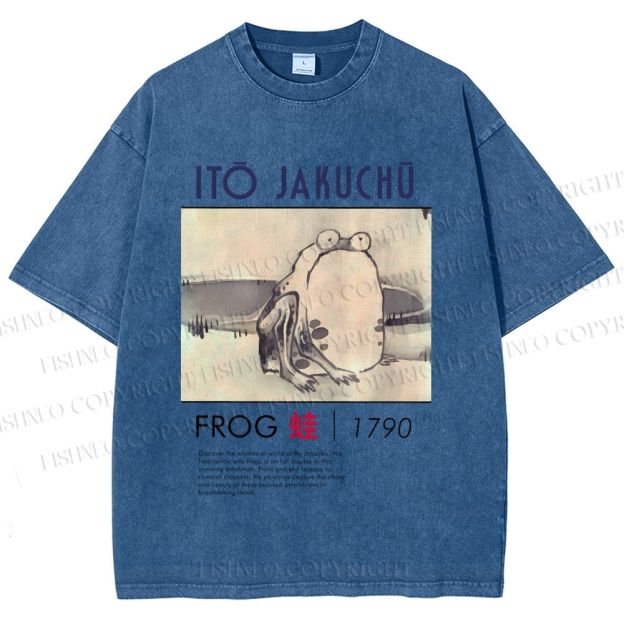 Unisex Vintage Frog Printed Washed Tee