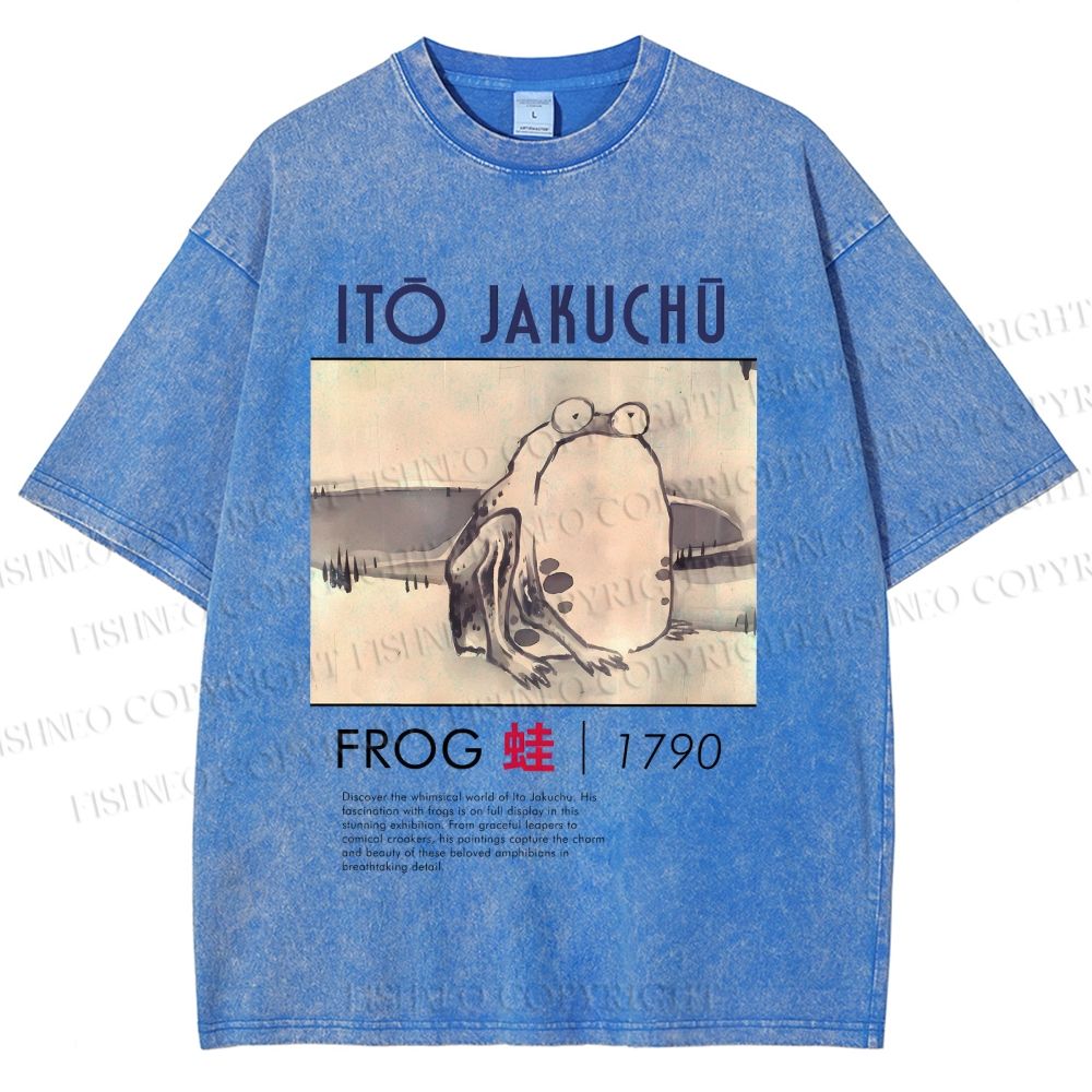 Unisex Vintage Frog Printed Washed Tee