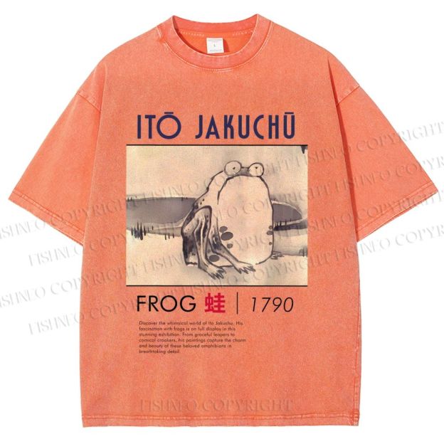 Unisex Vintage Frog Printed Washed Tee