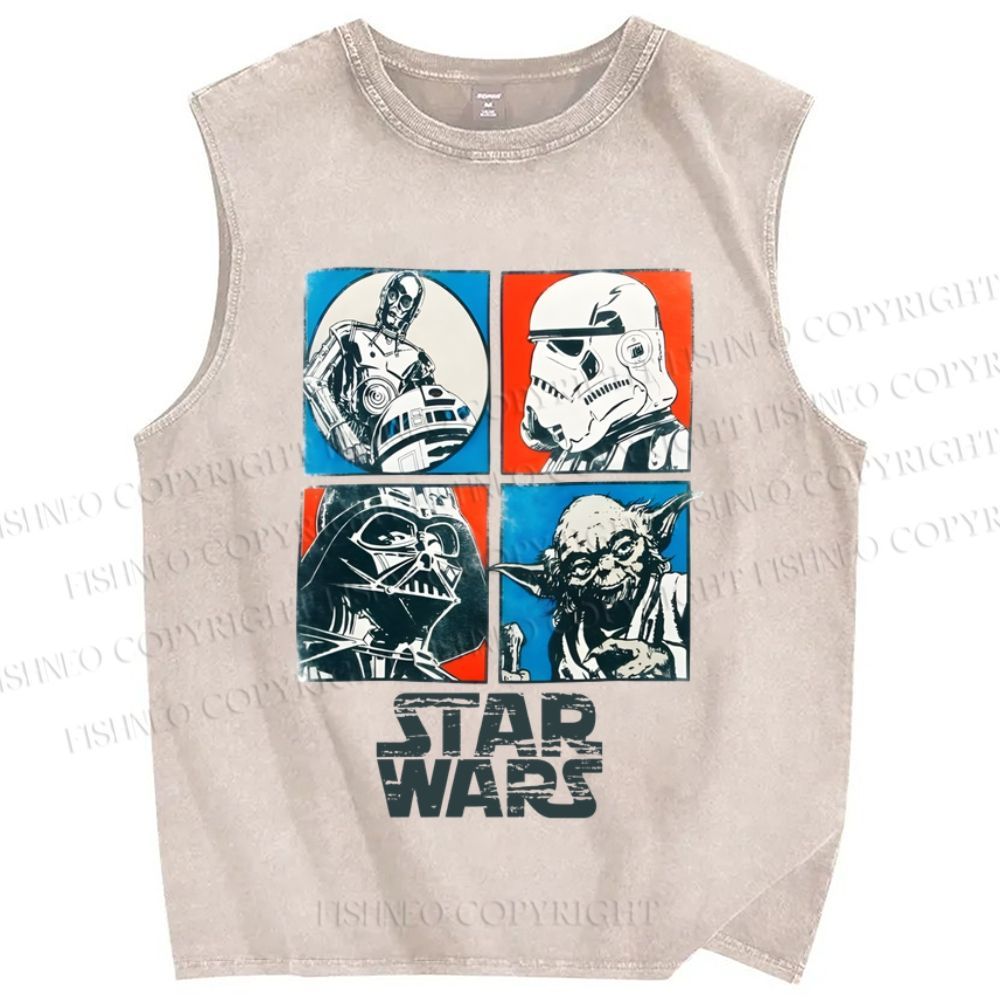 Unisex Star Wars Printed Washed Tank Top
