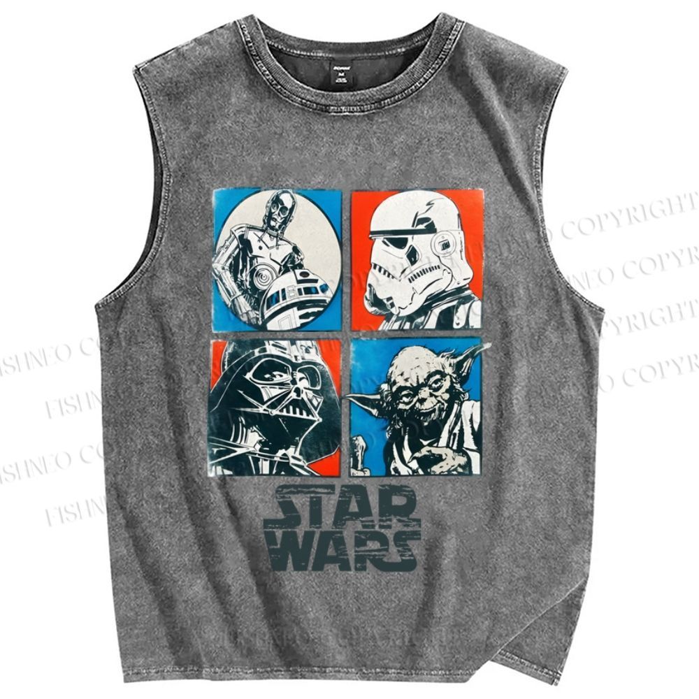 Unisex Star Wars Printed Washed Tank Top