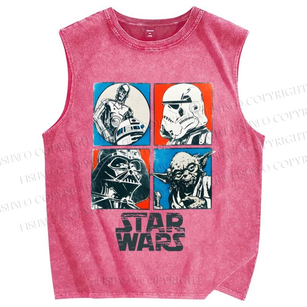 Unisex Star Wars Printed Washed Tank Top