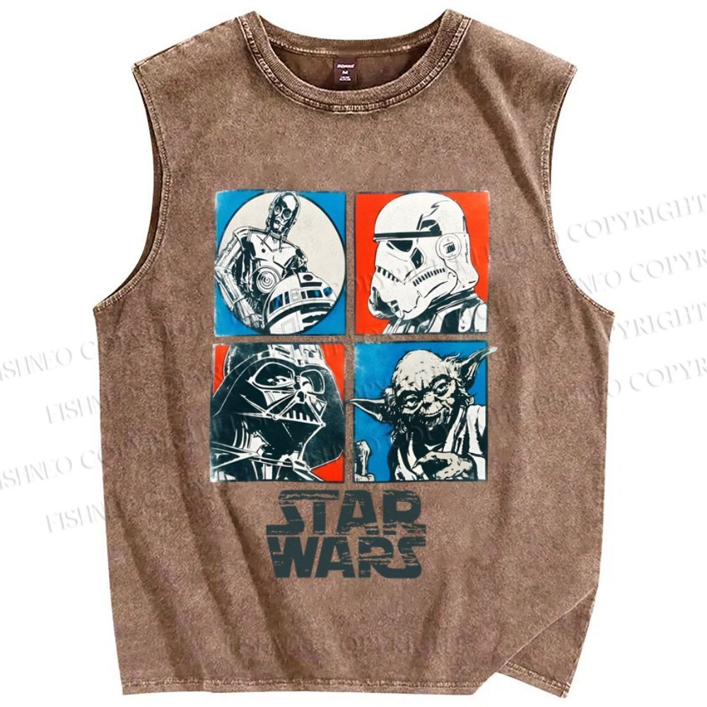 Unisex Star Wars Printed Washed Tank Top