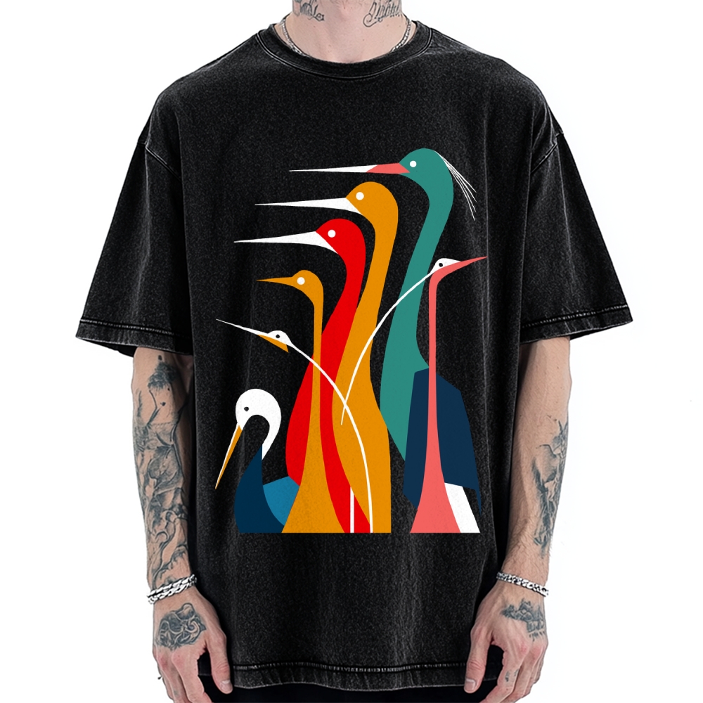 Various Types Of Cranes Vintage Washed T-shirt