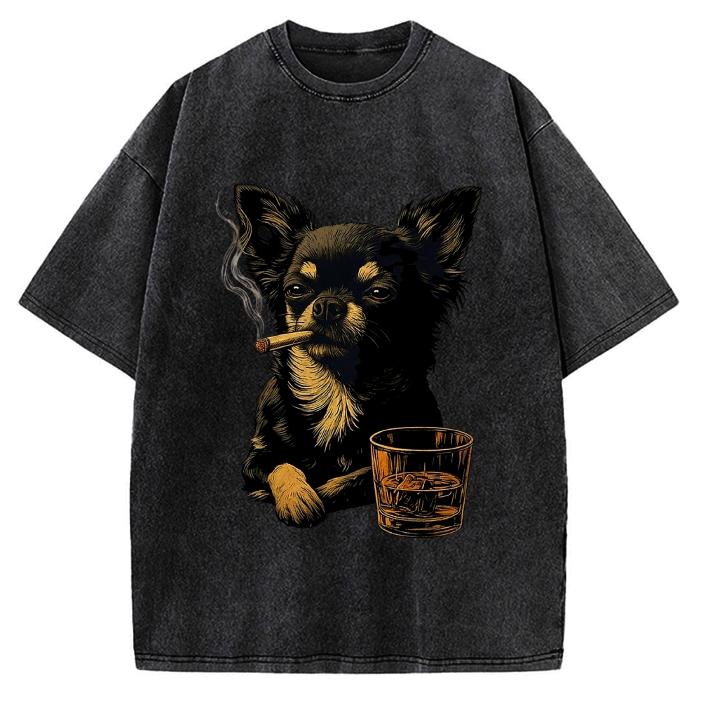 Smoking Chihuahua Vintage Washed T-shirt