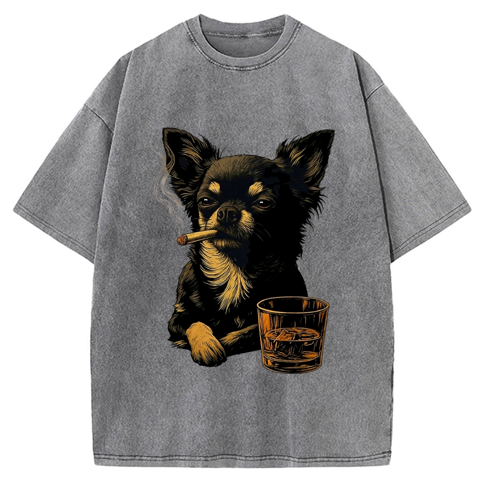 Smoking Chihuahua Vintage Washed T-shirt