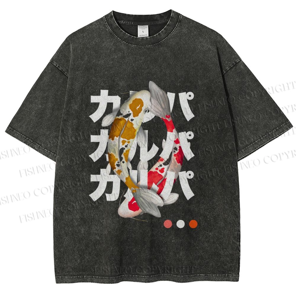 Unisex Koi Kanji Vibe Printed Washed Tee