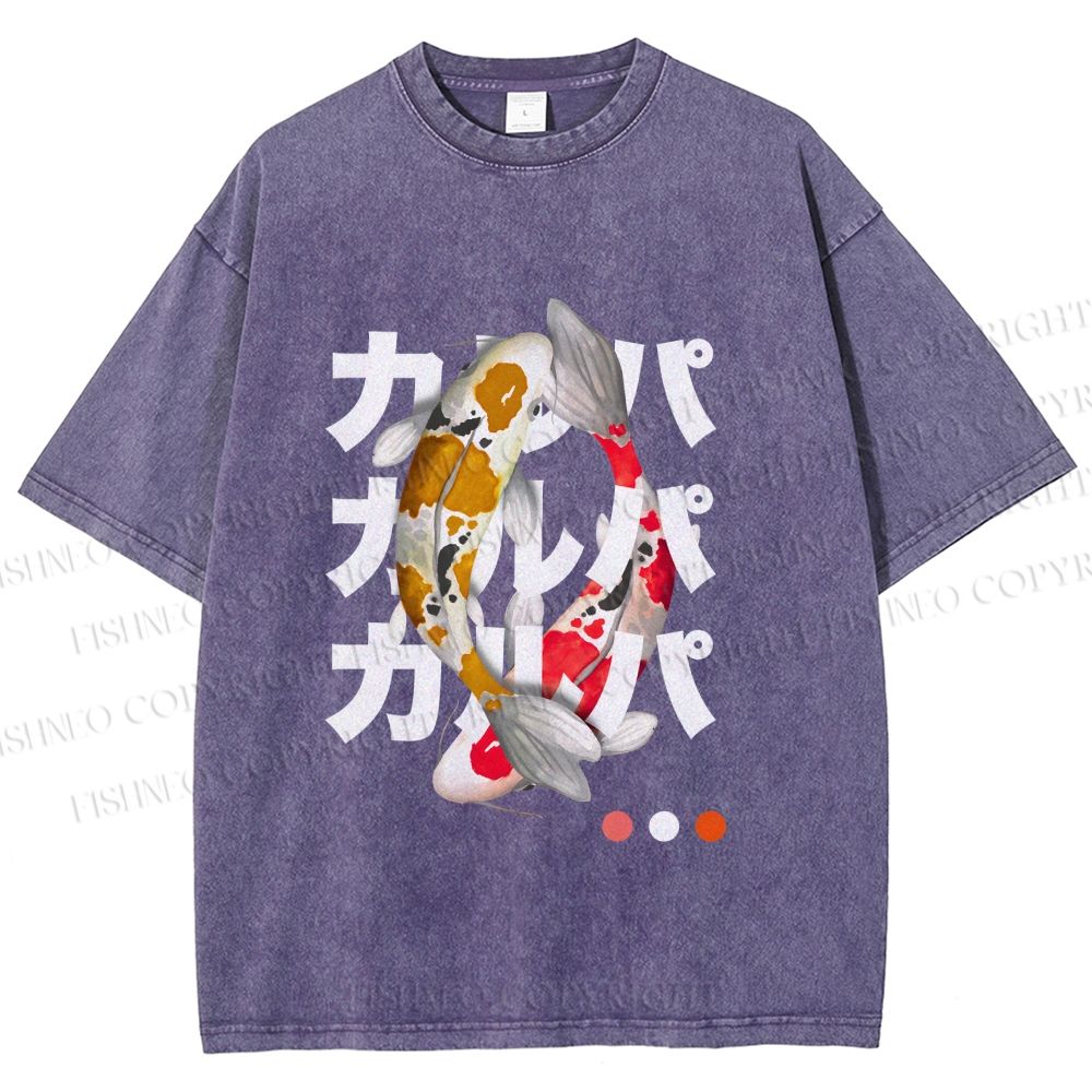 Unisex Koi Kanji Vibe Printed Washed Tee
