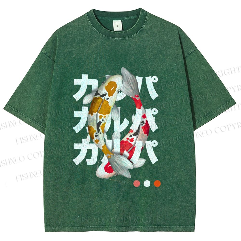 Unisex Koi Kanji Vibe Printed Washed Tee