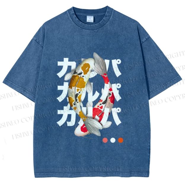 Unisex Koi Kanji Vibe Printed Washed Tee