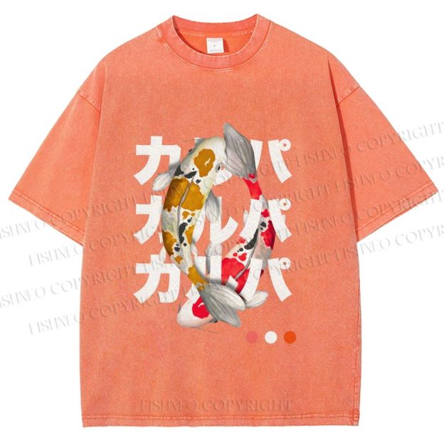 Unisex Koi Kanji Vibe Printed Washed Tee
