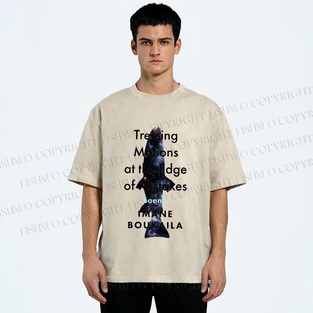 Unisex Cosmic Shark Poem Printed Washed Tee