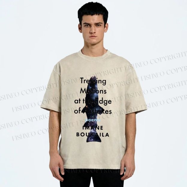 Unisex Cosmic Shark Poem Printed Washed Tee