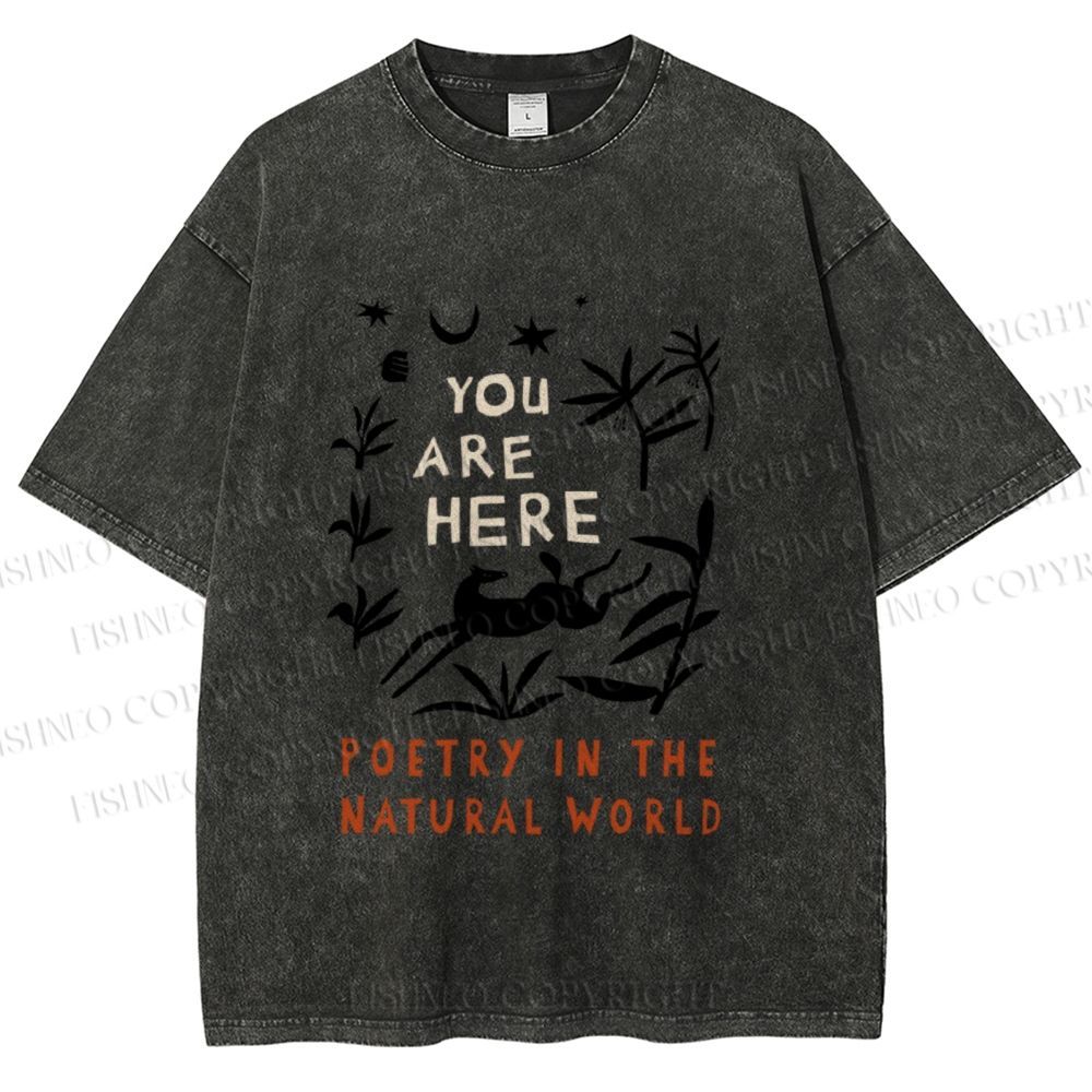 Unisex Wilderness You Are Here Printed Washed Tee