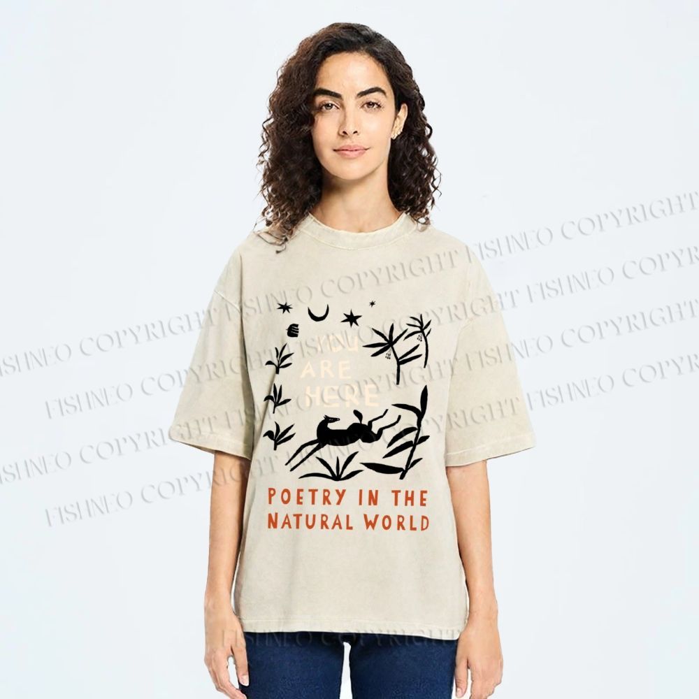 Unisex Wilderness You Are Here Printed Washed Tee