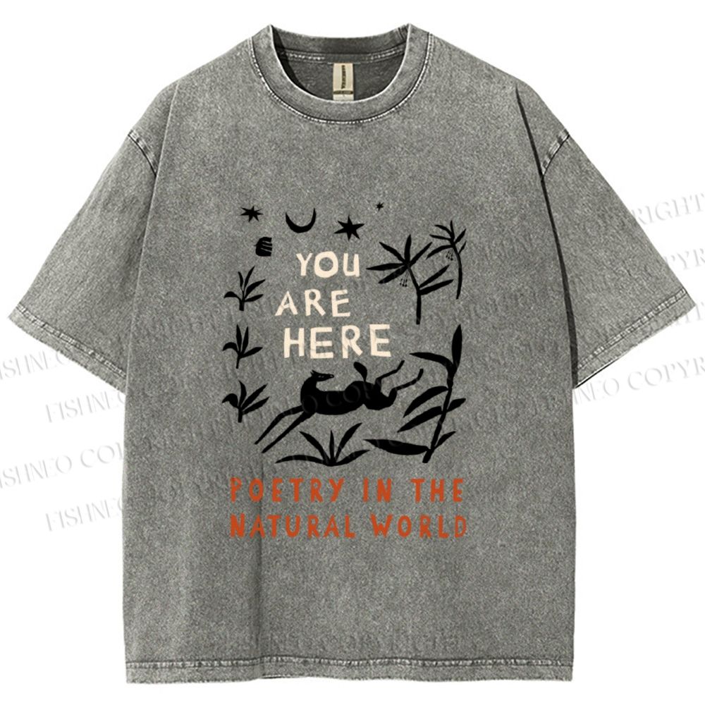 Unisex Wilderness You Are Here Printed Washed Tee