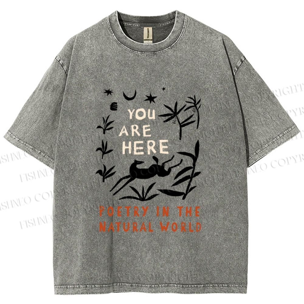 Unisex Wilderness You Are Here Printed Washed Tee