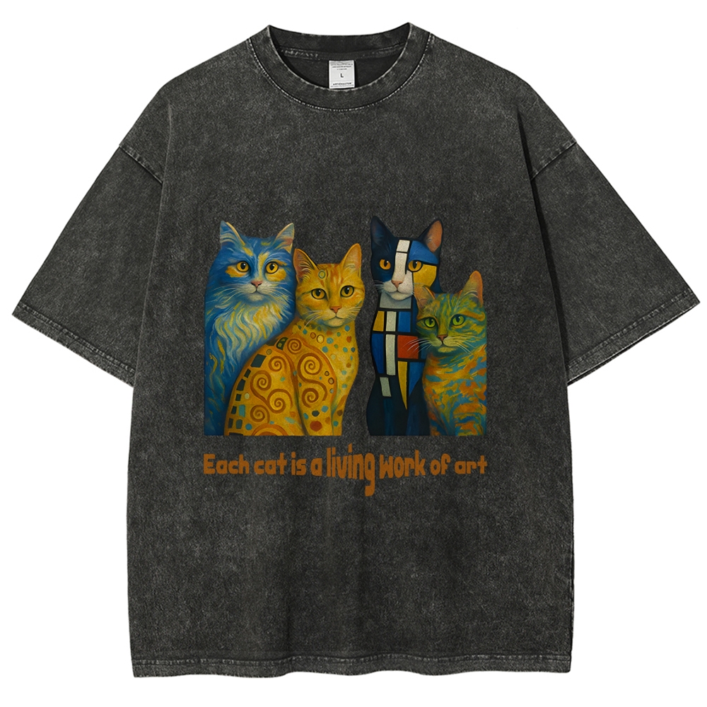 Living Work of Art – Artistic Cats Vintage Washed T-Shirt
