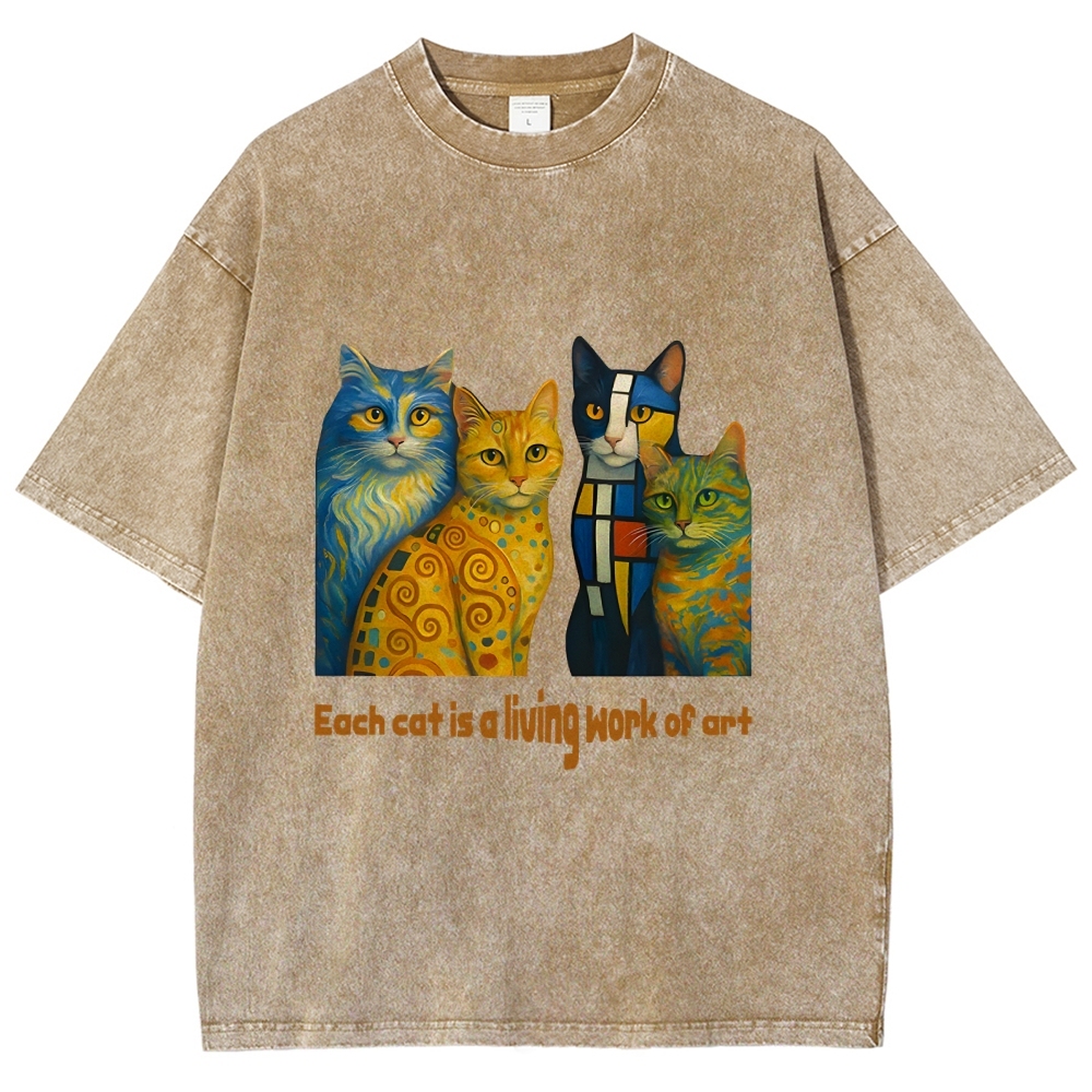 Living Work of Art – Artistic Cats Vintage Washed T-Shirt
