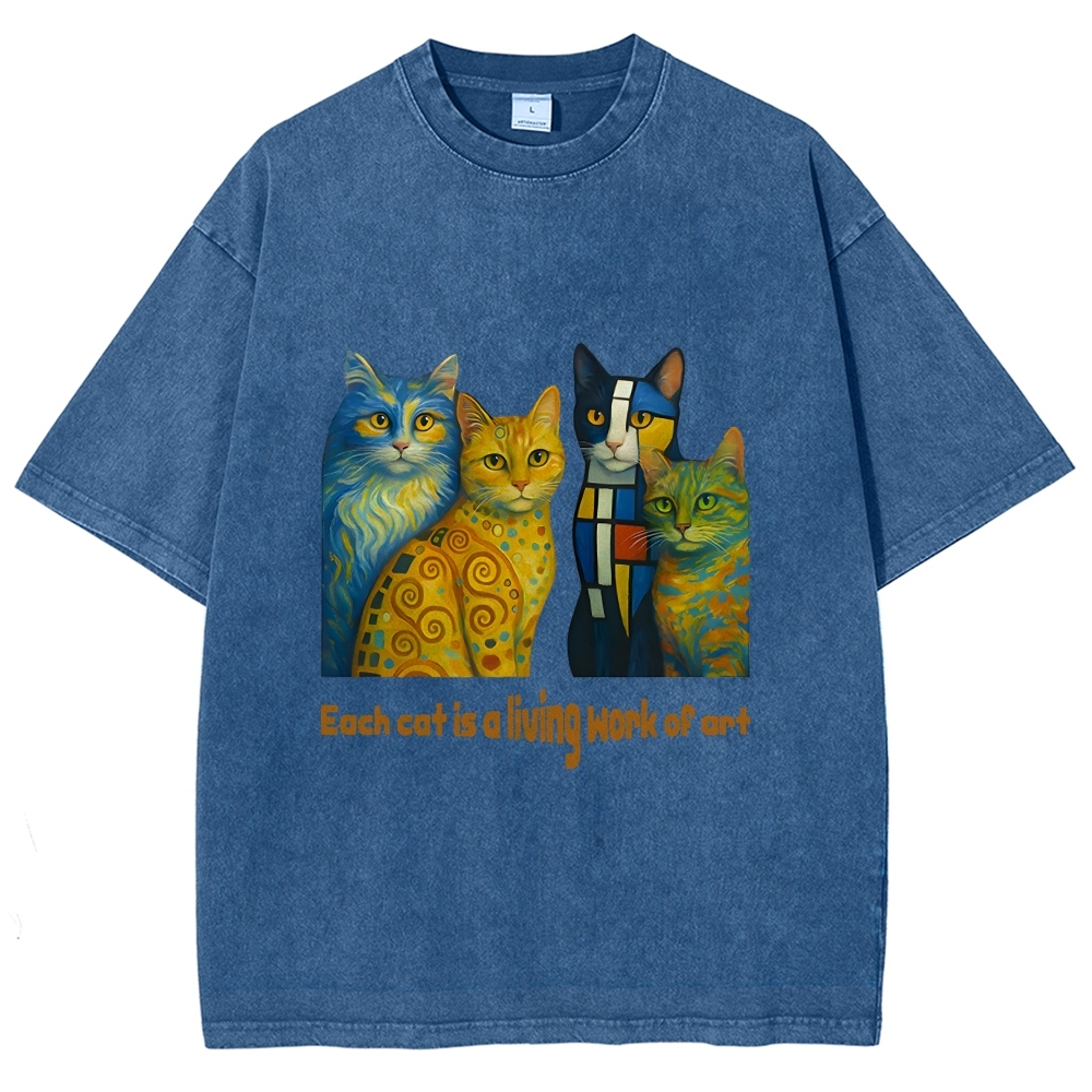 Living Work of Art – Artistic Cats Vintage Washed T-Shirt