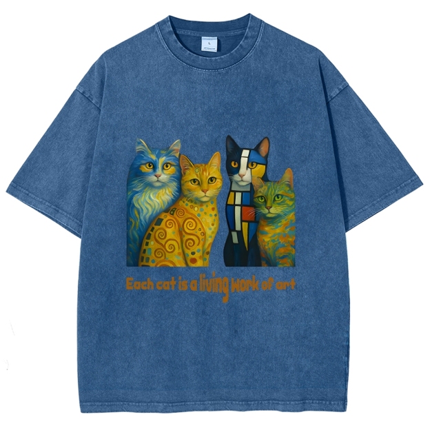 Living Work of Art – Artistic Cats Vintage Washed T-Shirt