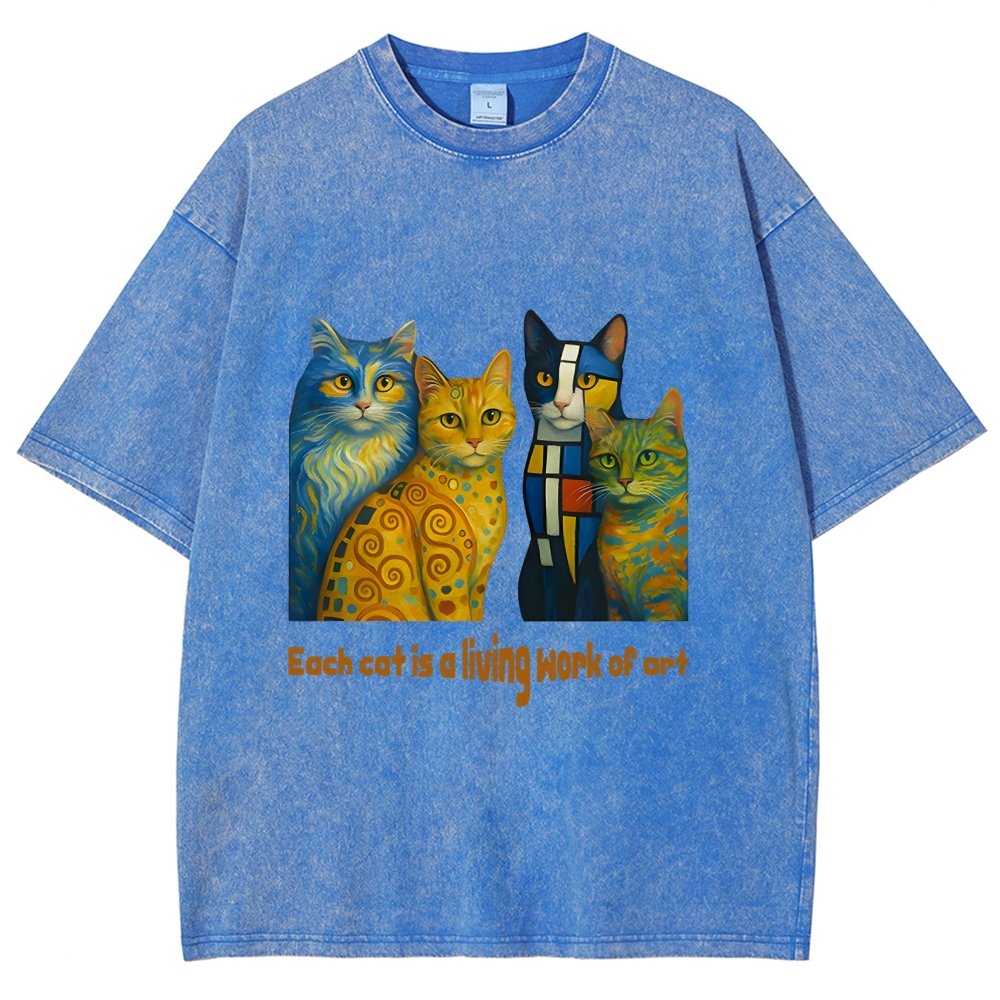 Living Work of Art – Artistic Cats Vintage Washed T-Shirt
