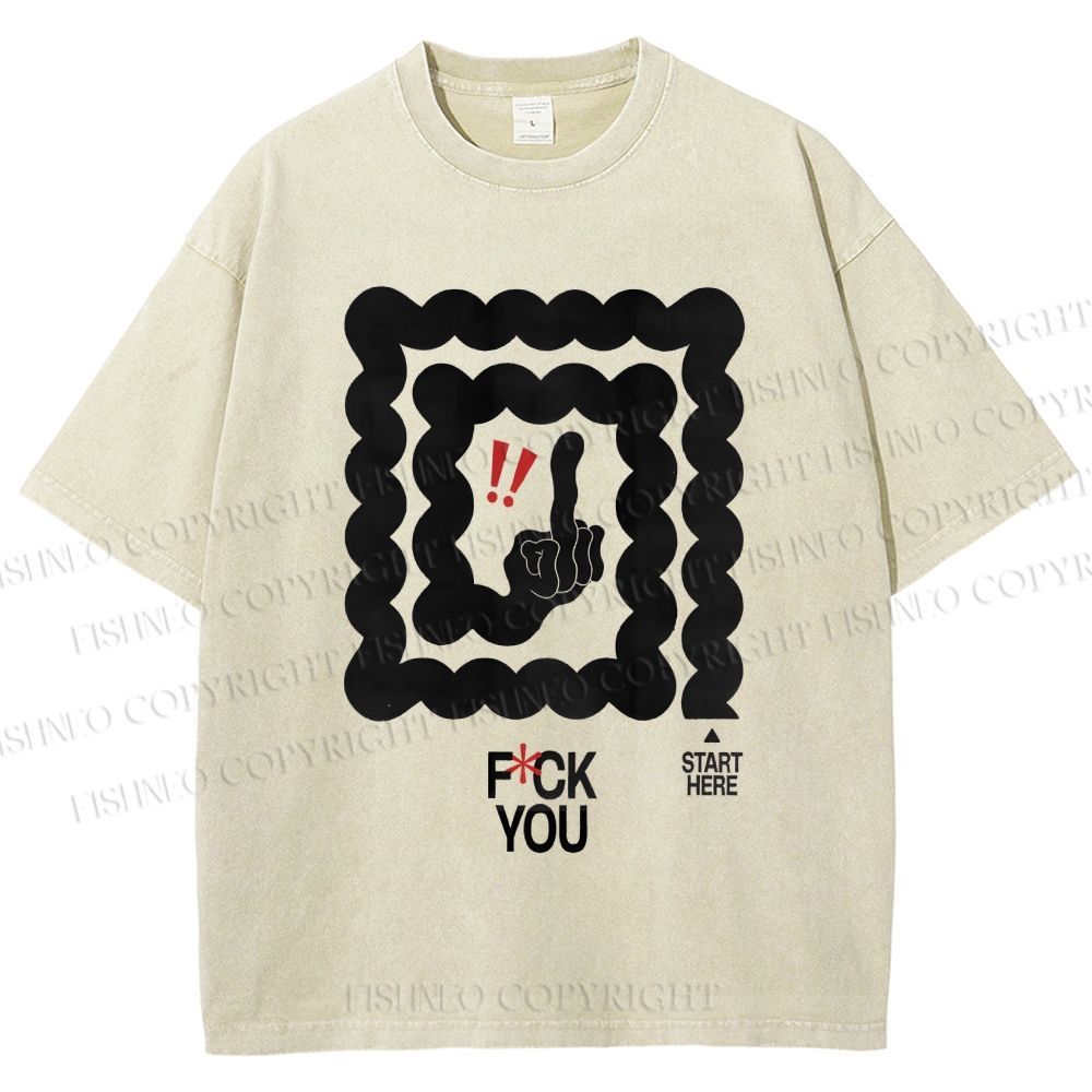 Unisex Fuck You Printed Washed Tee