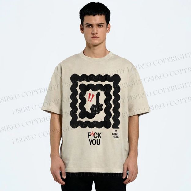 Unisex Fuck You Printed Washed Tee
