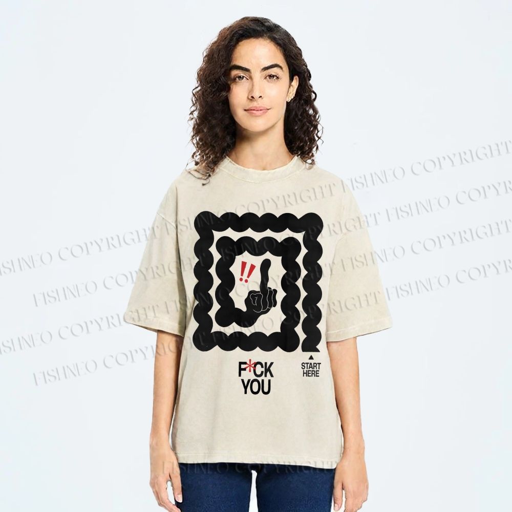 Unisex Fuck You Printed Washed Tee