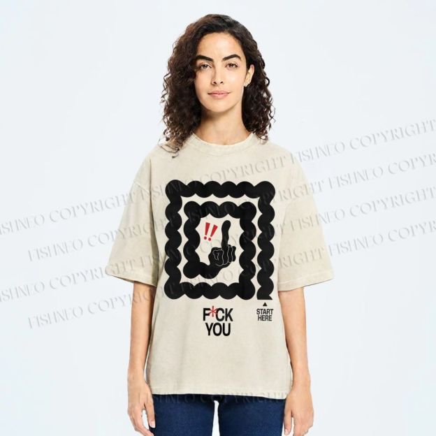 Unisex Fuck You Printed Washed Tee