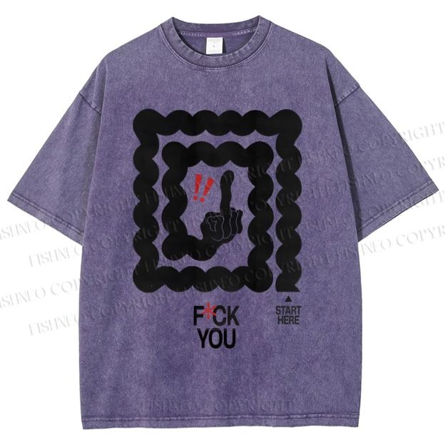 Unisex Fuck You Printed Washed Tee