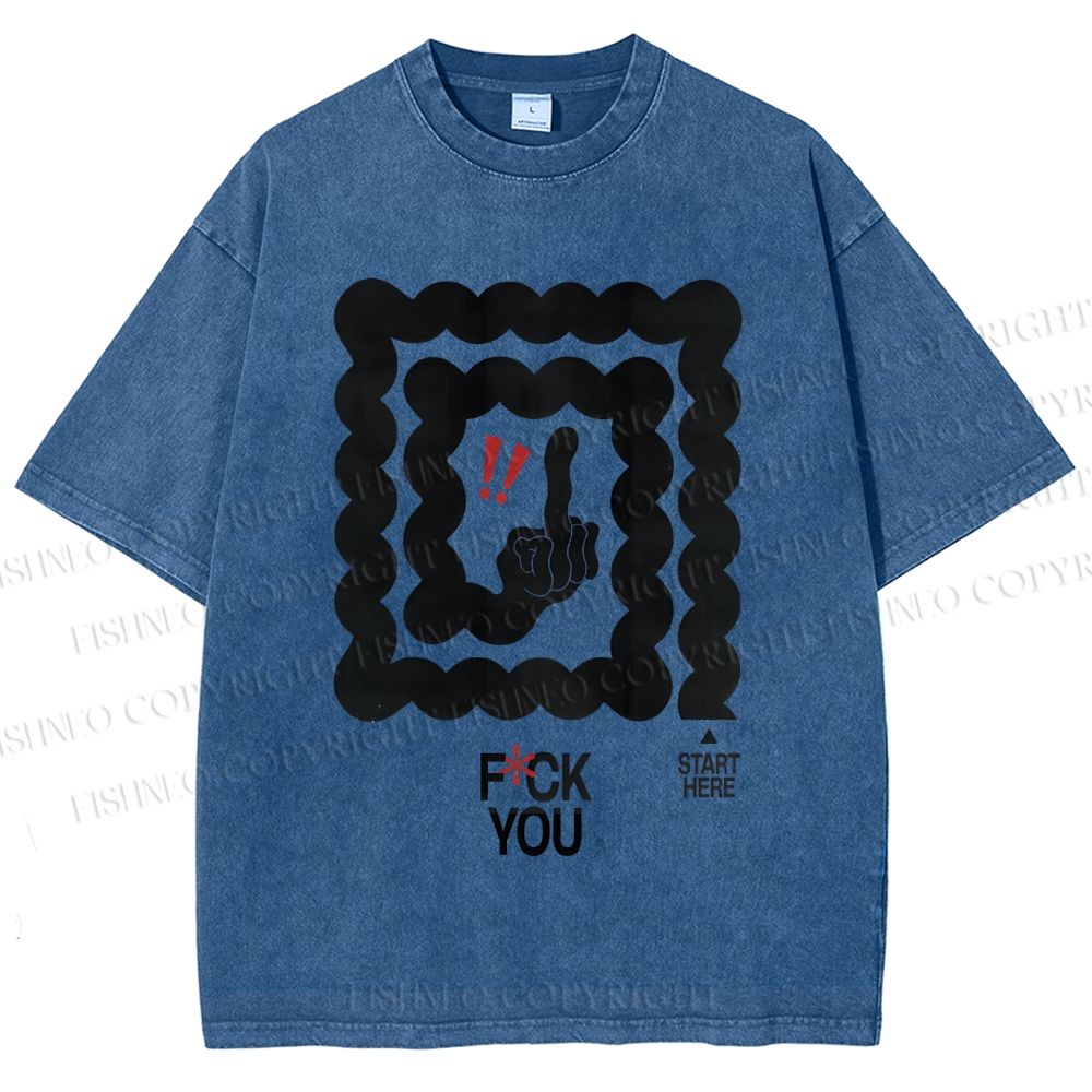 Unisex Fuck You Printed Washed Tee