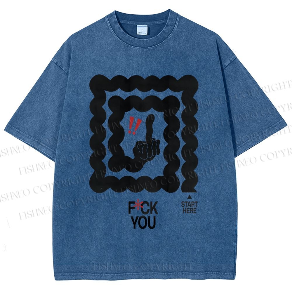 Unisex Fuck You Printed Washed Tee