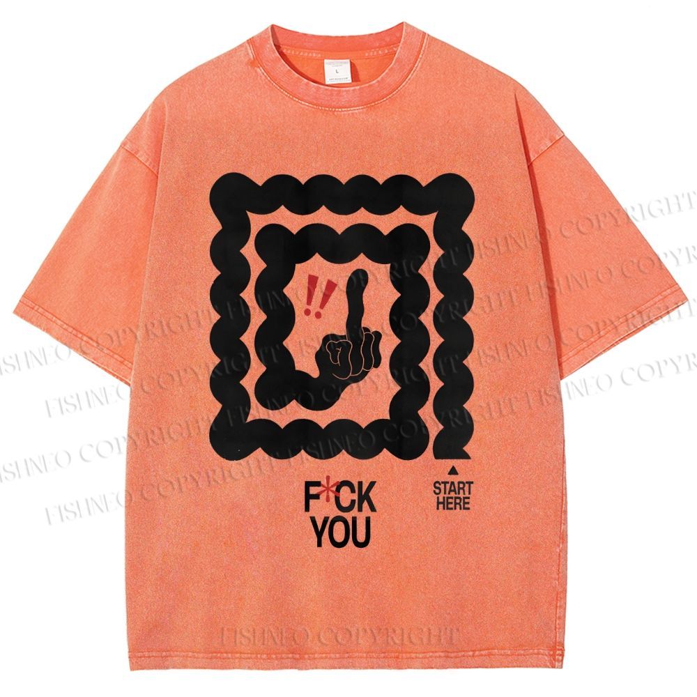 Unisex Fuck You Printed Washed Tee