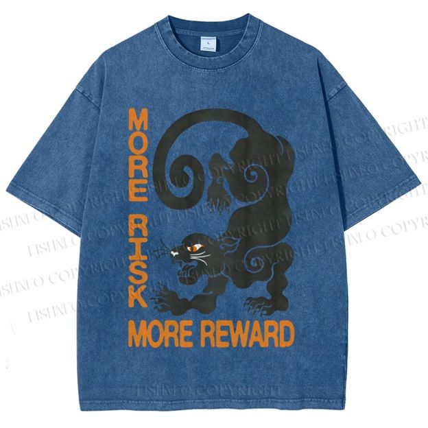 Unisex Risk Reward Black Leopard Printed Washed Tee