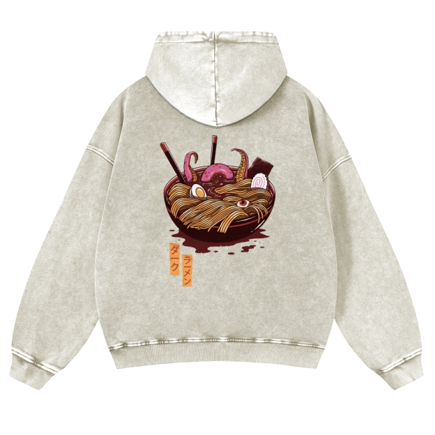 Ramen Vintage Washed Cotton Back Art Hoodie