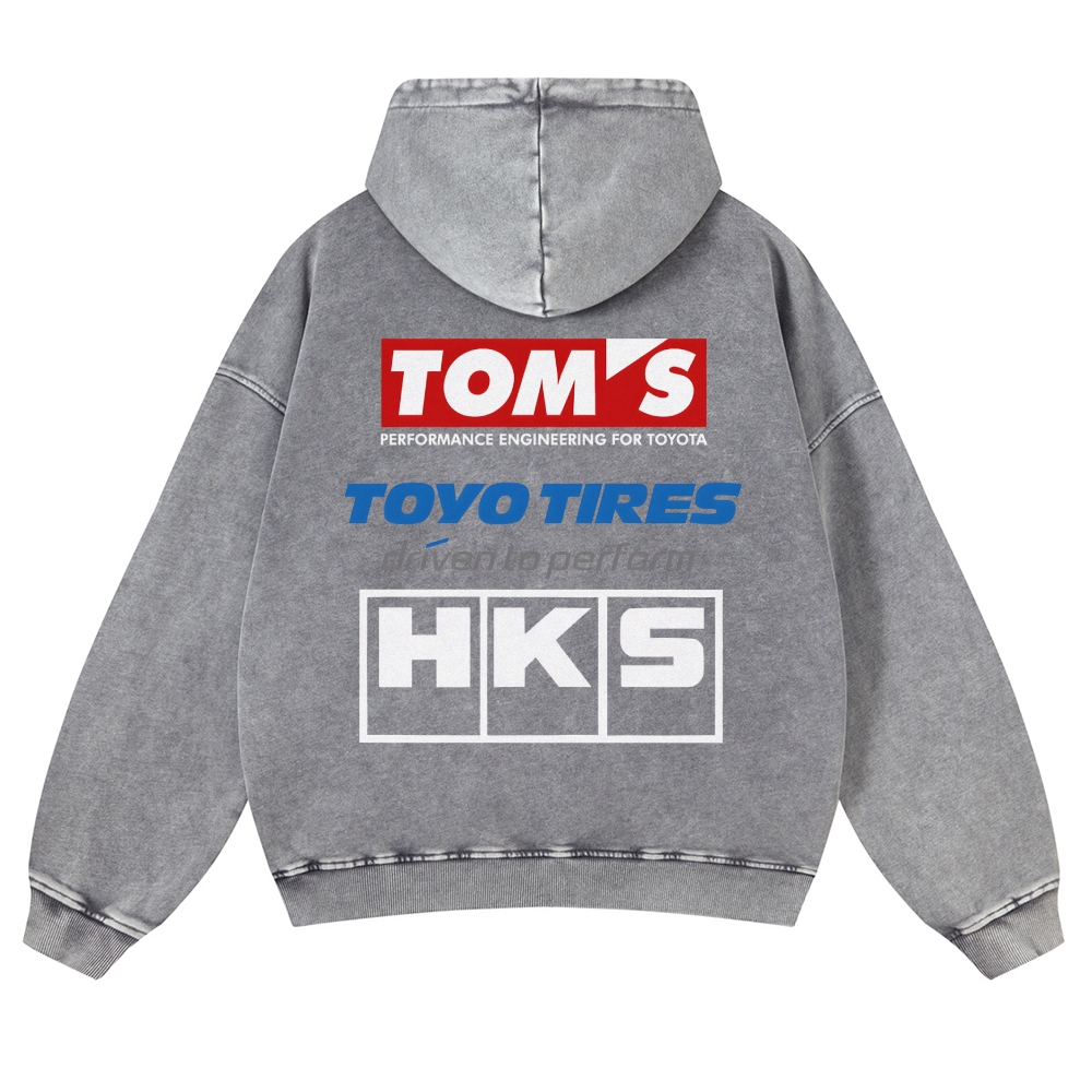Tom's, Toyo Tires, HKS Vintage Washed Cotton Back Art Hoodie