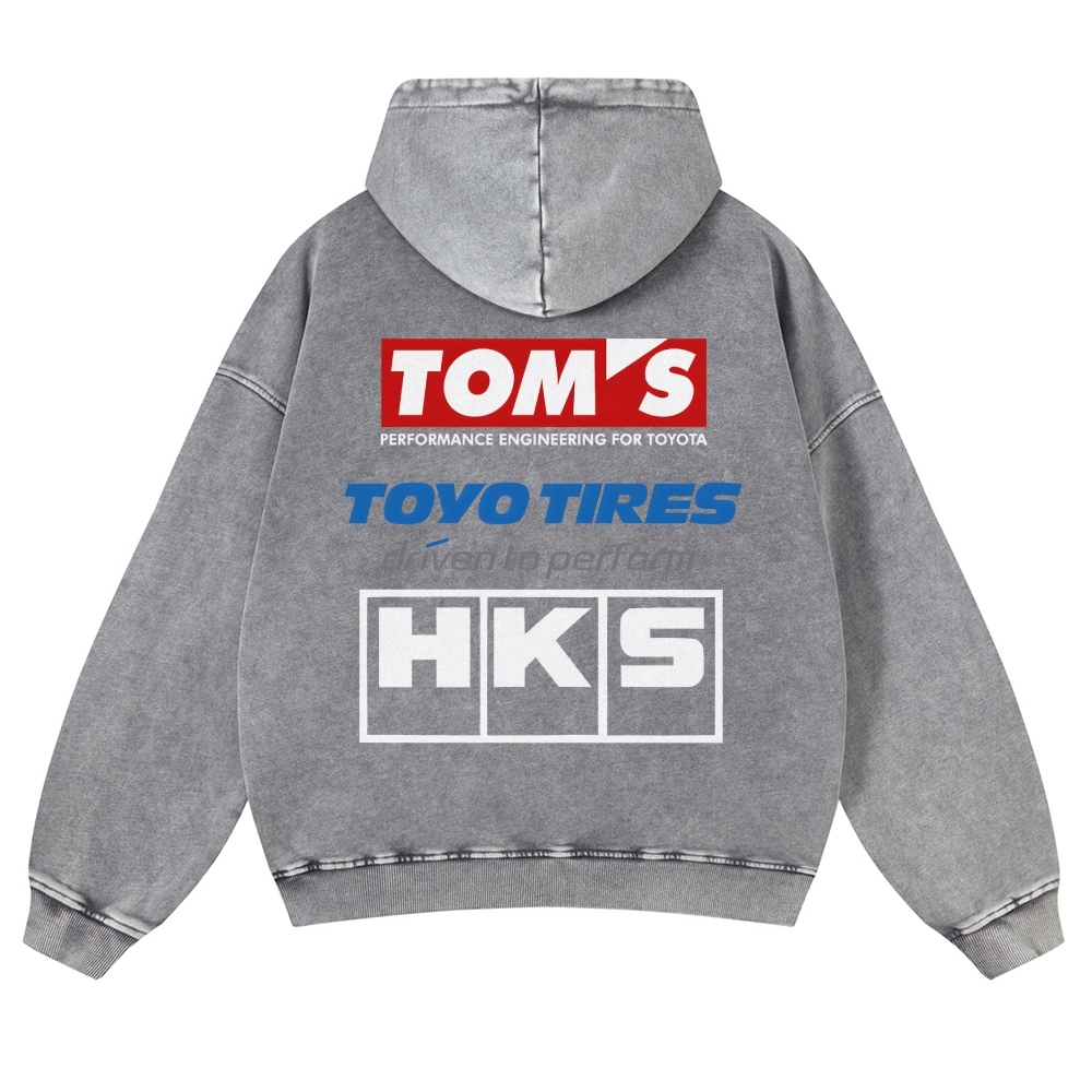 Tom's, Toyo Tires, HKS Vintage Washed Cotton Back Art Hoodie