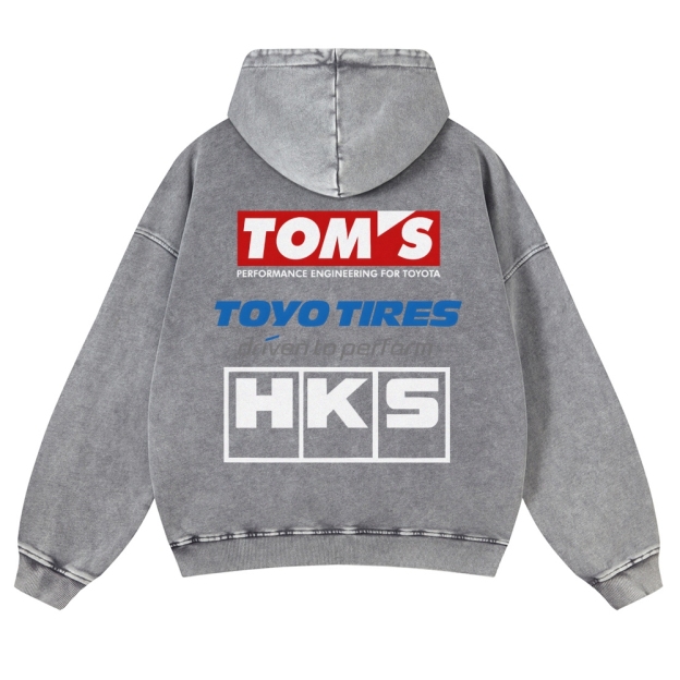 Tom's, Toyo Tires, HKS Vintage Washed Cotton Back Art Hoodie