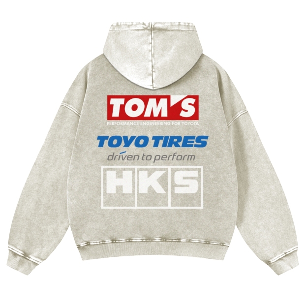 Tom's, Toyo Tires, HKS Vintage Washed Cotton Back Art Hoodie