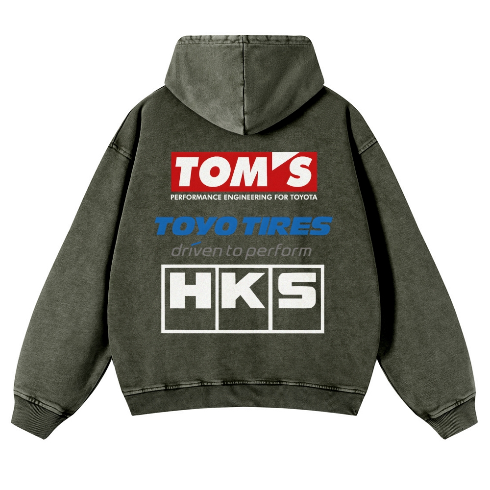Tom's, Toyo Tires, HKS Vintage Washed Cotton Back Art Hoodie