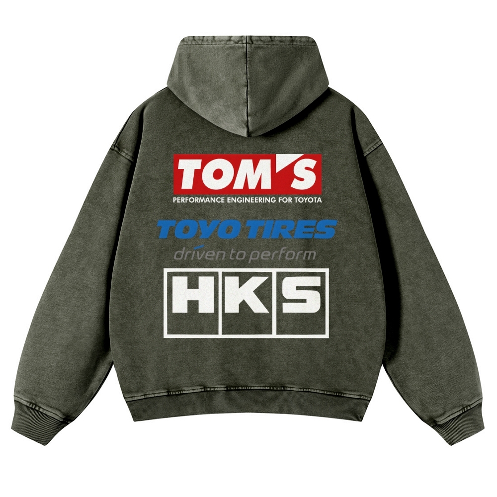 Tom's, Toyo Tires, HKS Vintage Washed Cotton Back Art Hoodie