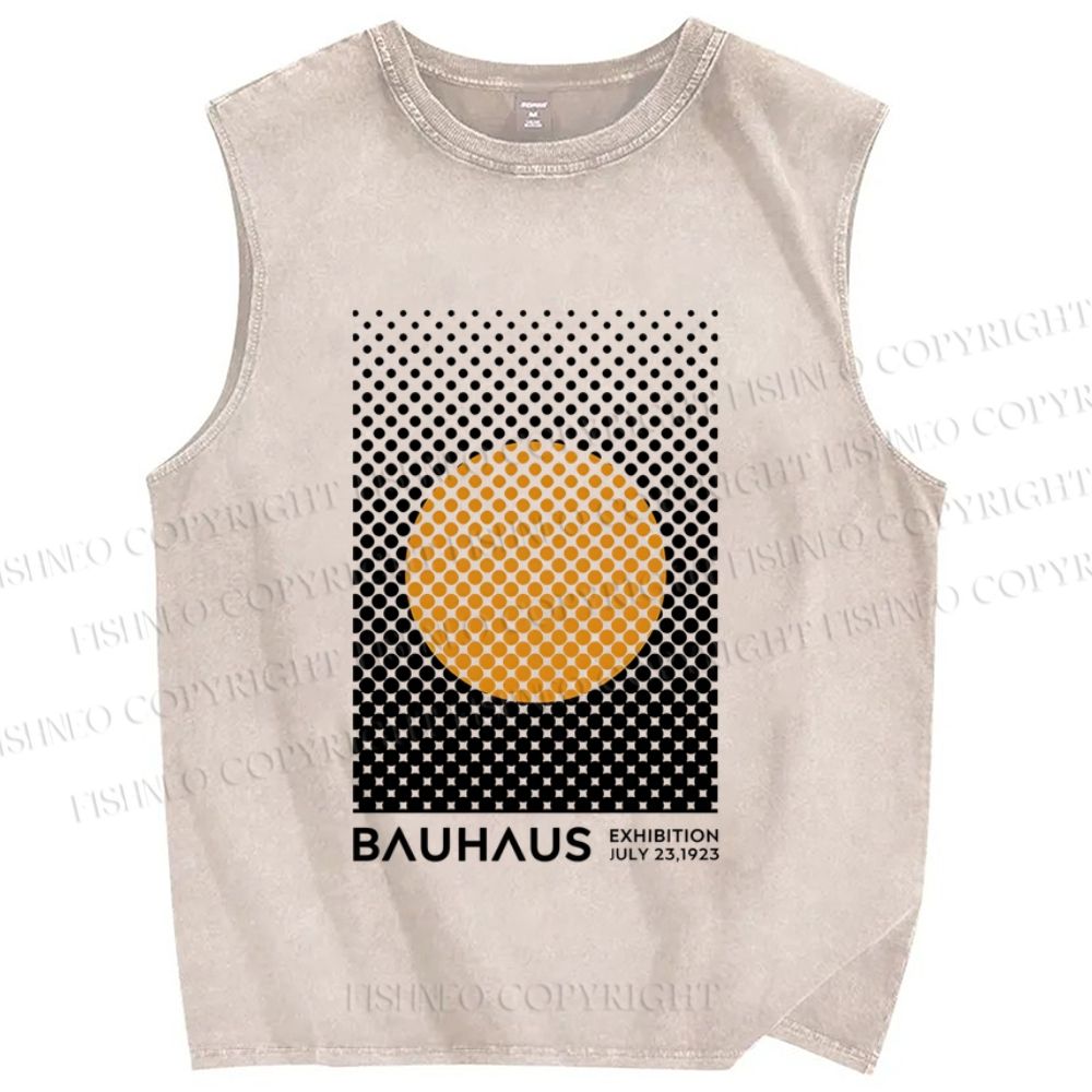 Unisex Bauhaus Geometry Circle Printed Washed Tank Top