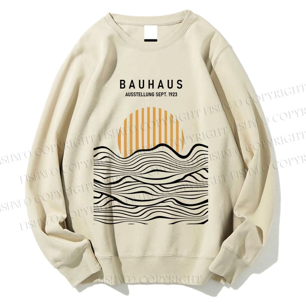 Unisex Bauhaus Geometric Waves Printed Sweatshirt