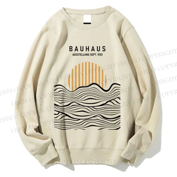 Unisex Bauhaus Geometric Waves Printed Sweatshirt