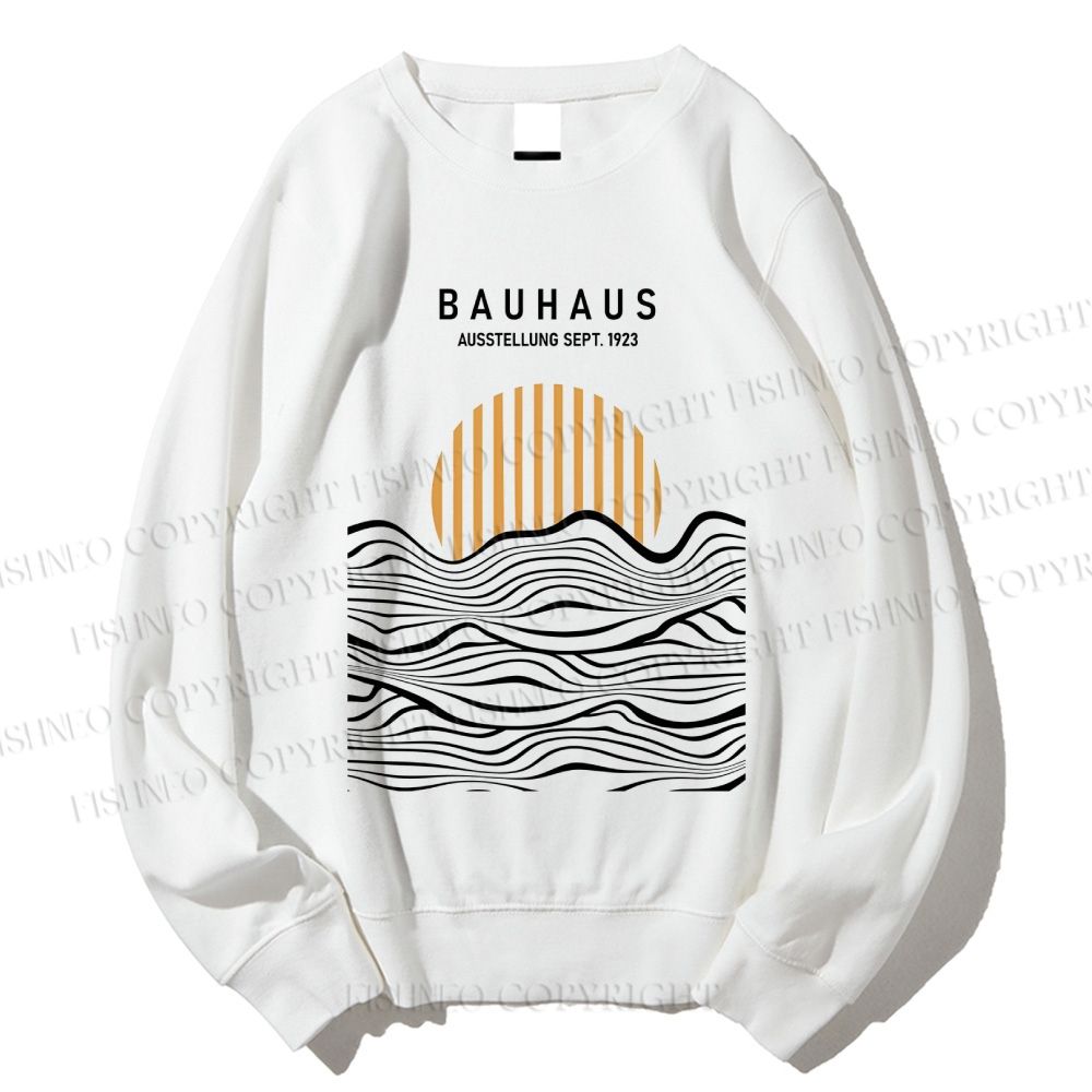 Unisex Bauhaus Geometric Waves Printed Sweatshirt