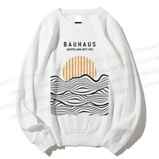 Unisex Bauhaus Geometric Waves Printed Sweatshirt