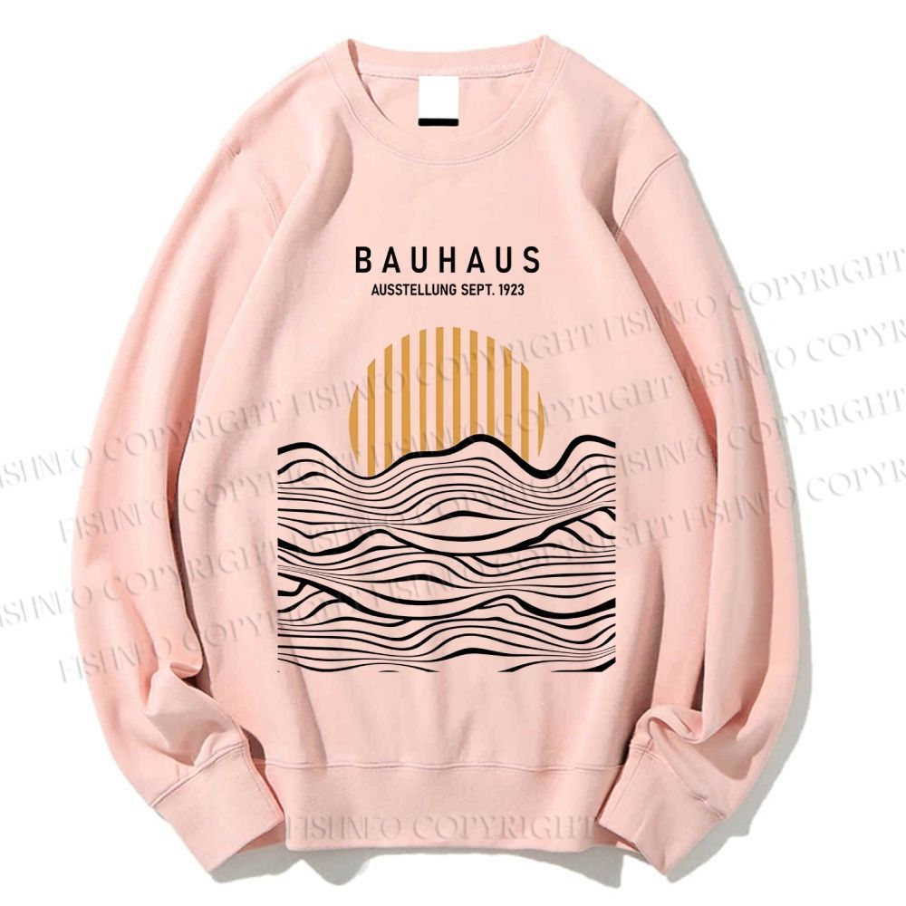 Unisex Bauhaus Geometric Waves Printed Sweatshirt