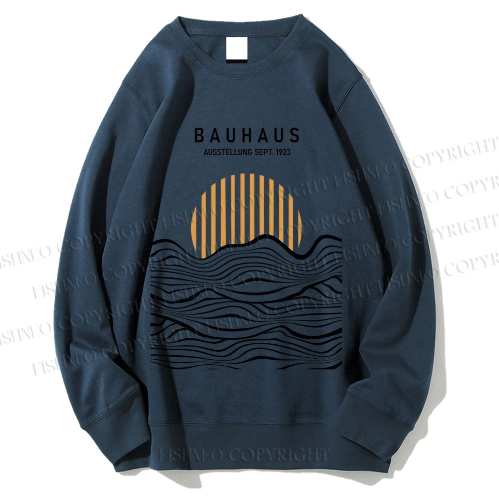 Unisex Bauhaus Geometric Waves Printed Sweatshirt