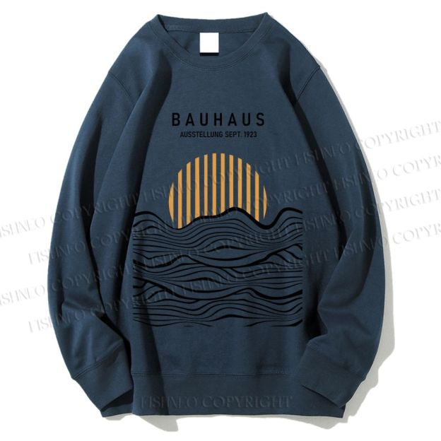 Unisex Bauhaus Geometric Waves Printed Sweatshirt